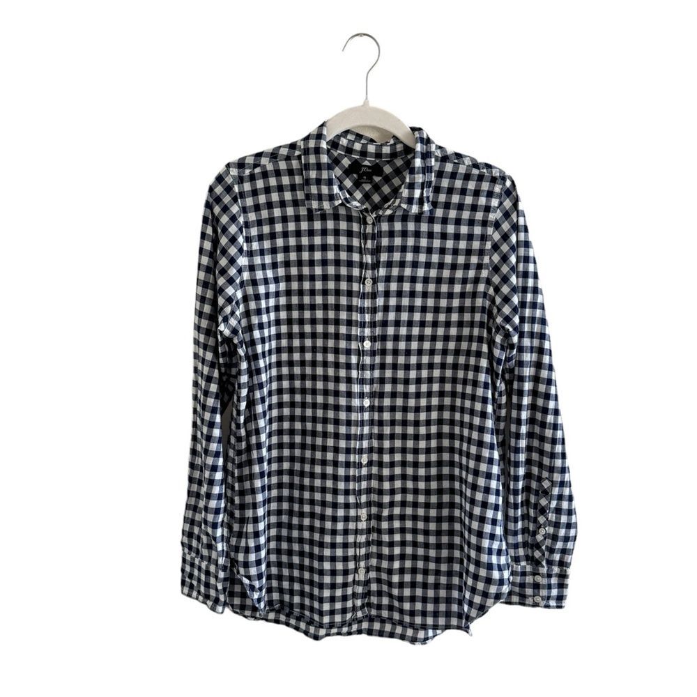J. Crew Classic Fit Boy Shirt Crinkle Gingham Womens 6